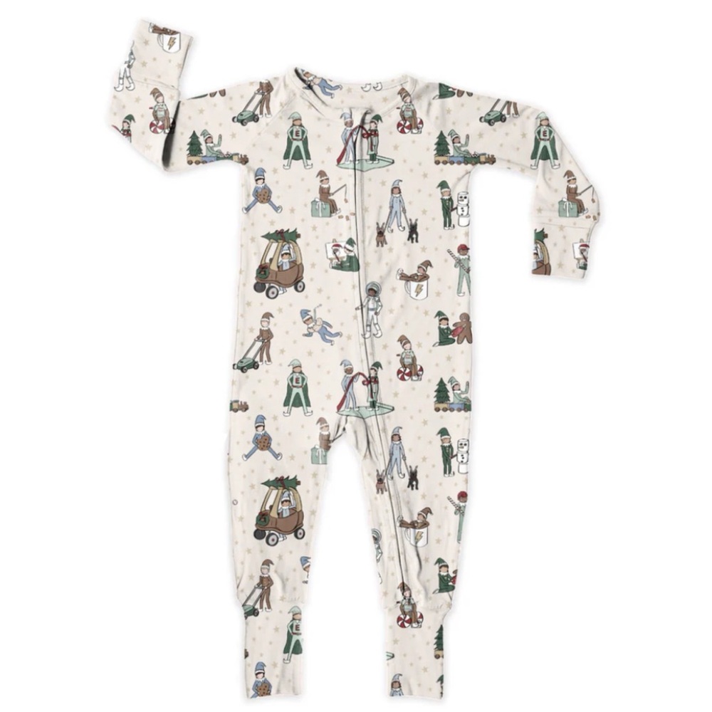 Sweet P Baby Co Elf on the Shelf Christmas Holiday Elfie Zip Up Bamboo PJ 18-24M